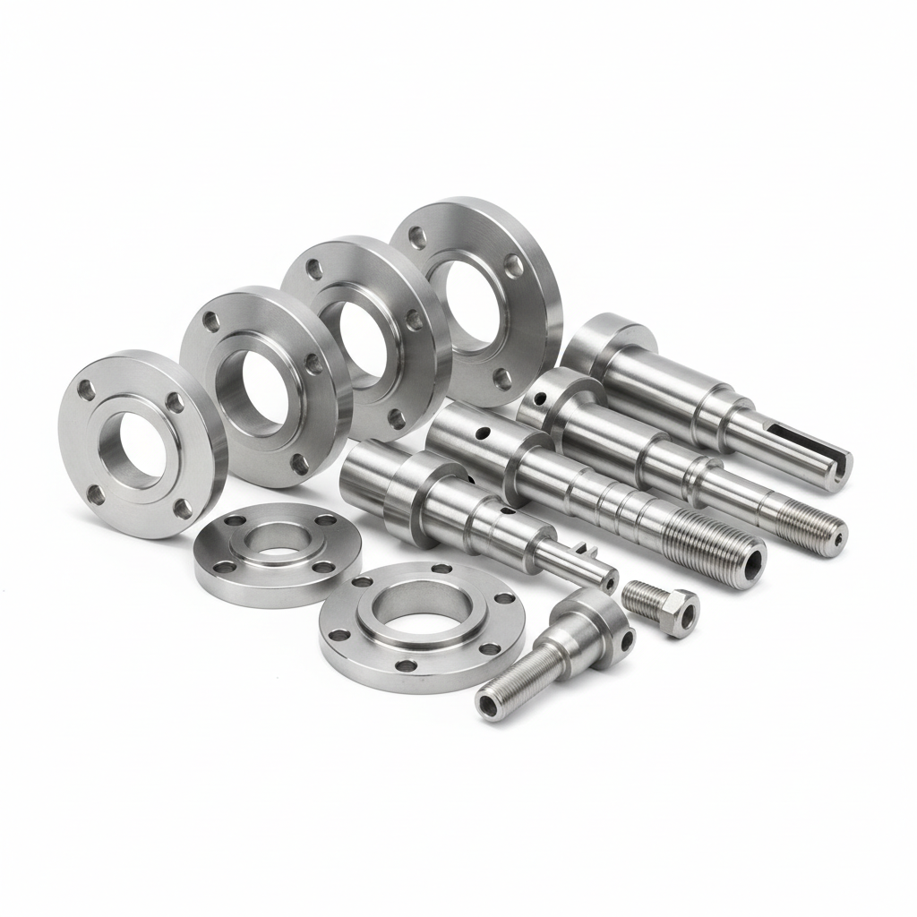 SUS304 stainless steel CNC machined flanges and threaded components