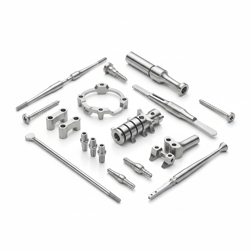 Medical grade titanium CNC machined implants and surgical components