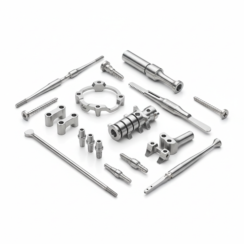 Medical grade titanium CNC machined implants and surgical components